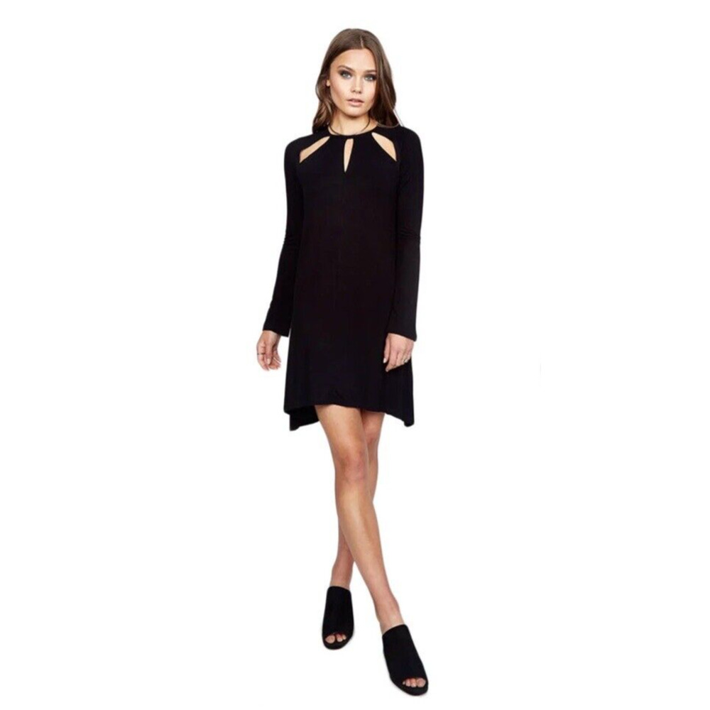 Michale‎ Lauren Women Medium Dress Reef Cut Out Black Shift Mini Long Sleeve NWT
